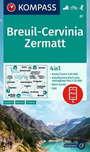 87 BREUIL-CERVINIA, ZERMATT 1:50.000 (4 EN 1)